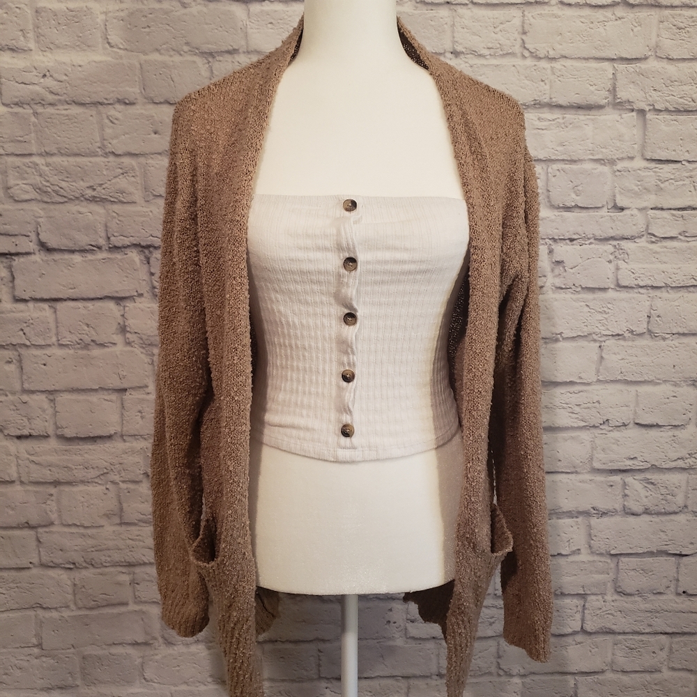 Tan/Brown Knit Sweater Duster. Size Small